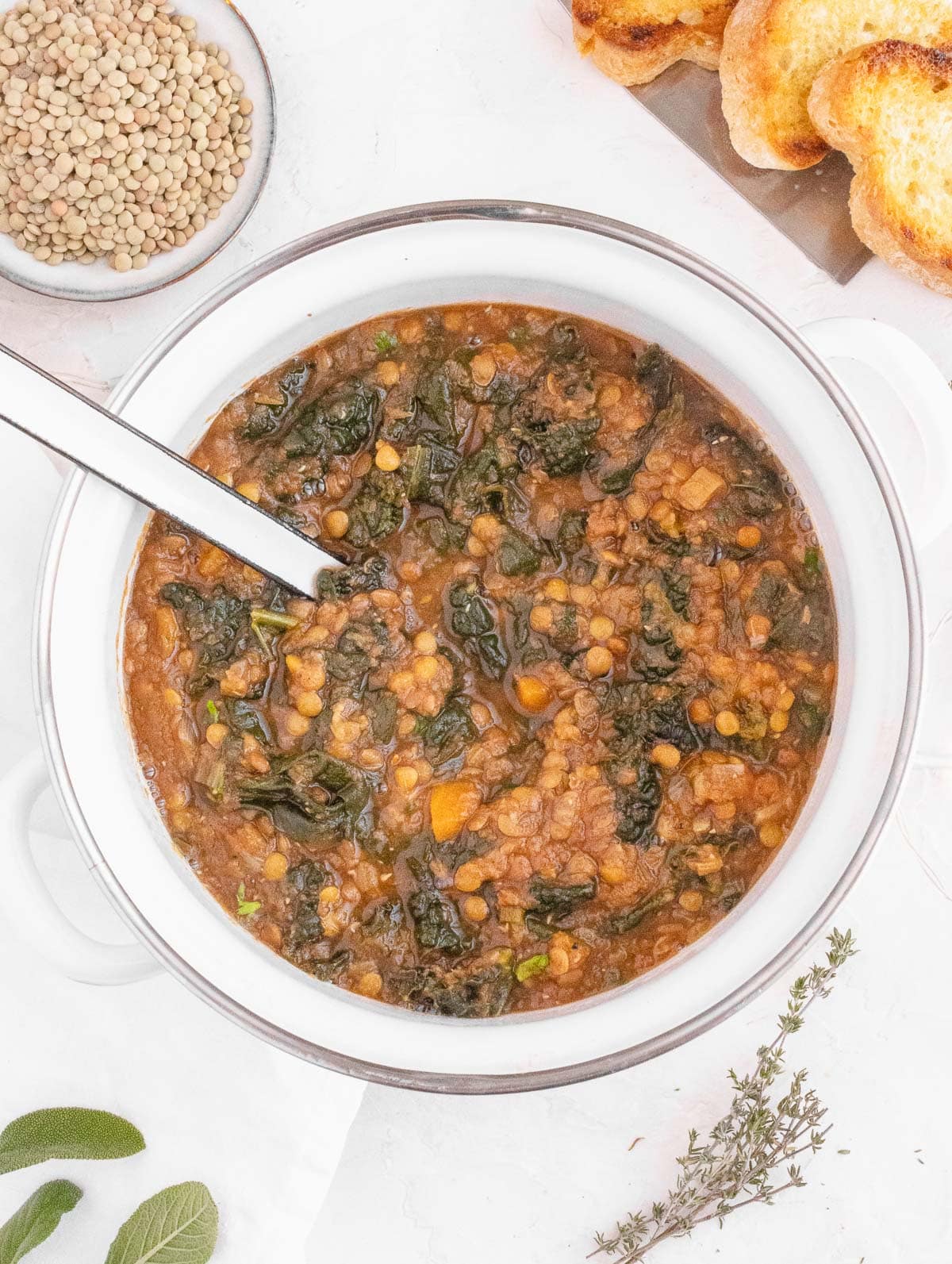 lentil soup in a pot