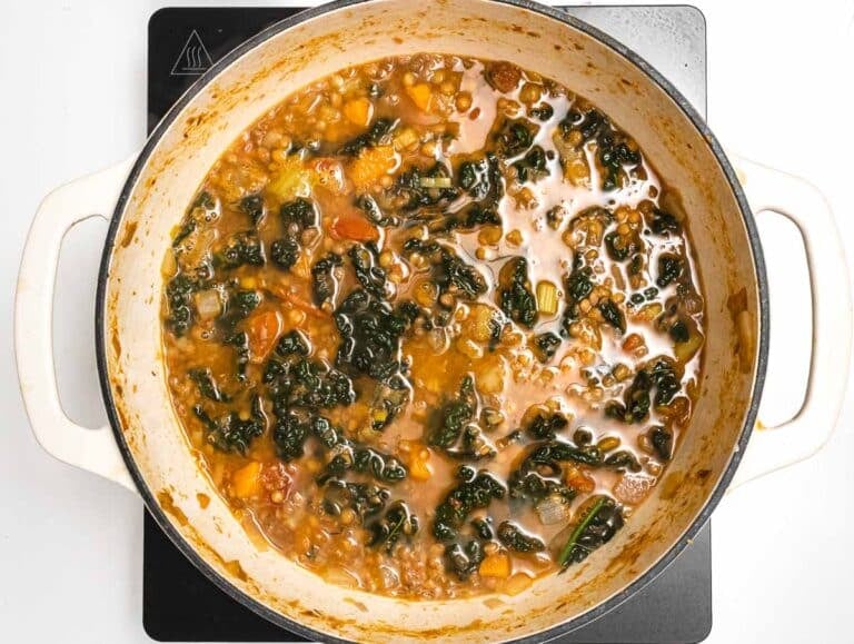 Lentil soup in a casserole