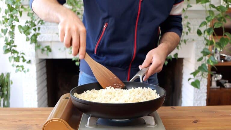 cooking cauliflower on pan
