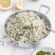 cauliflower rice with parsley and lemon
