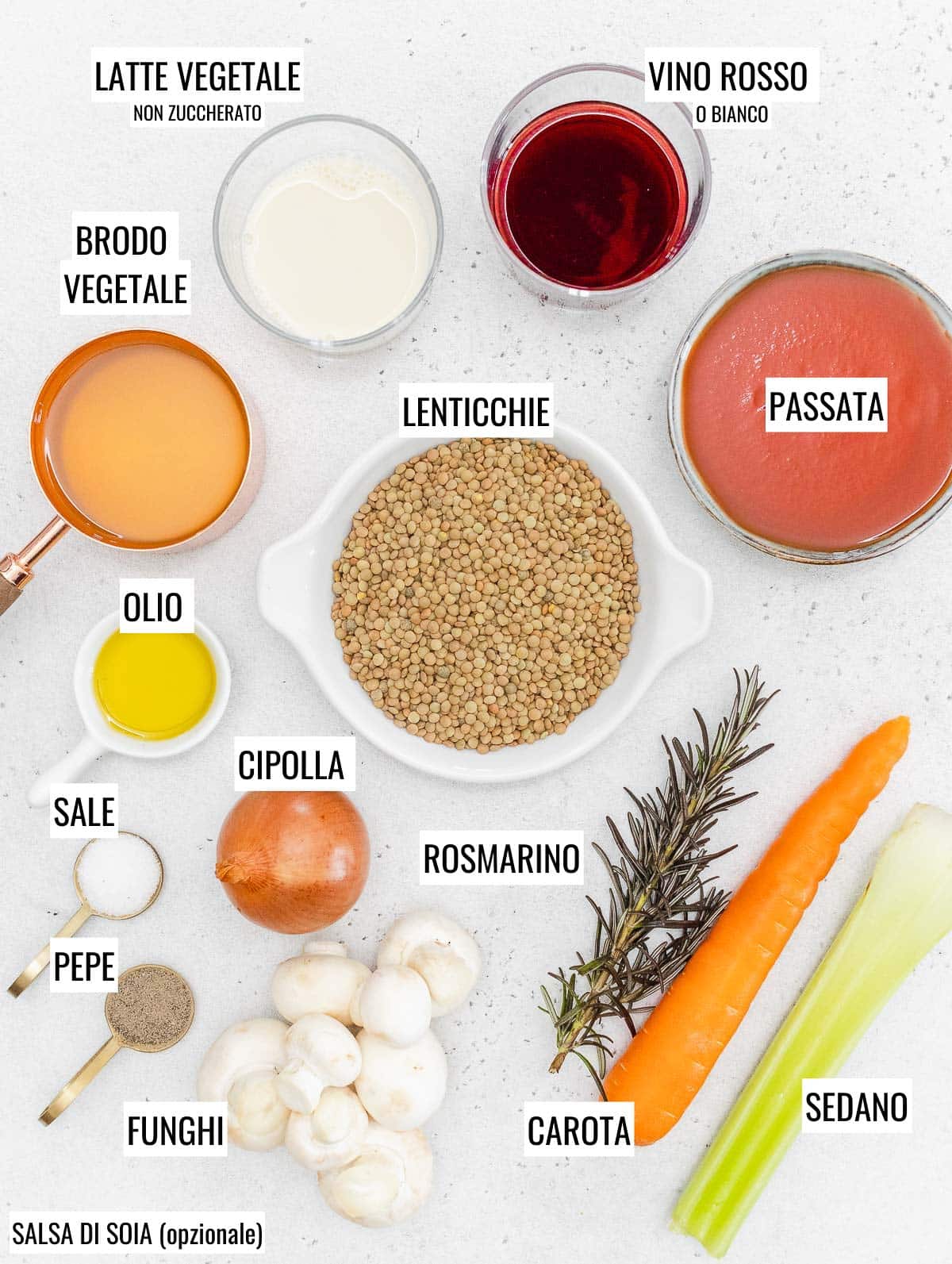 ingredienti per il ragù di lenticchie