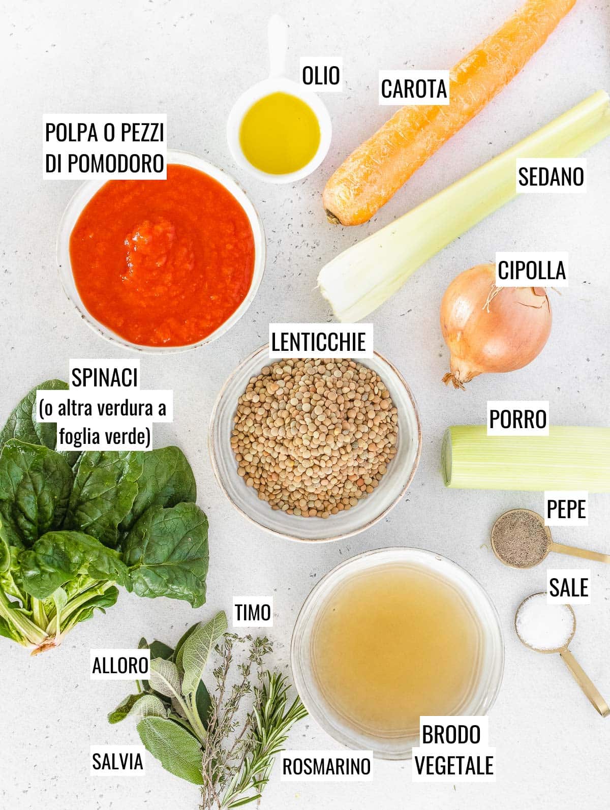 ingredienti per zuppa di lenticchie