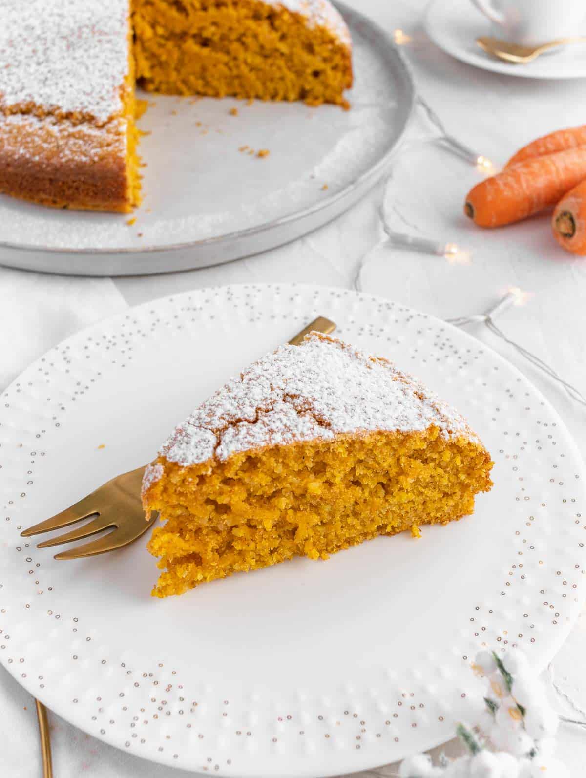 a slice of carrot and orange cake