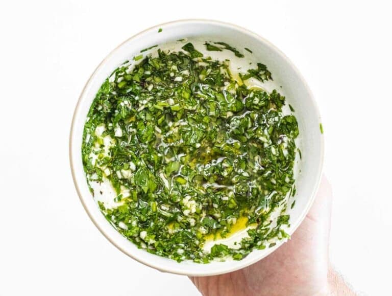 parsley and oil mix in a bowl