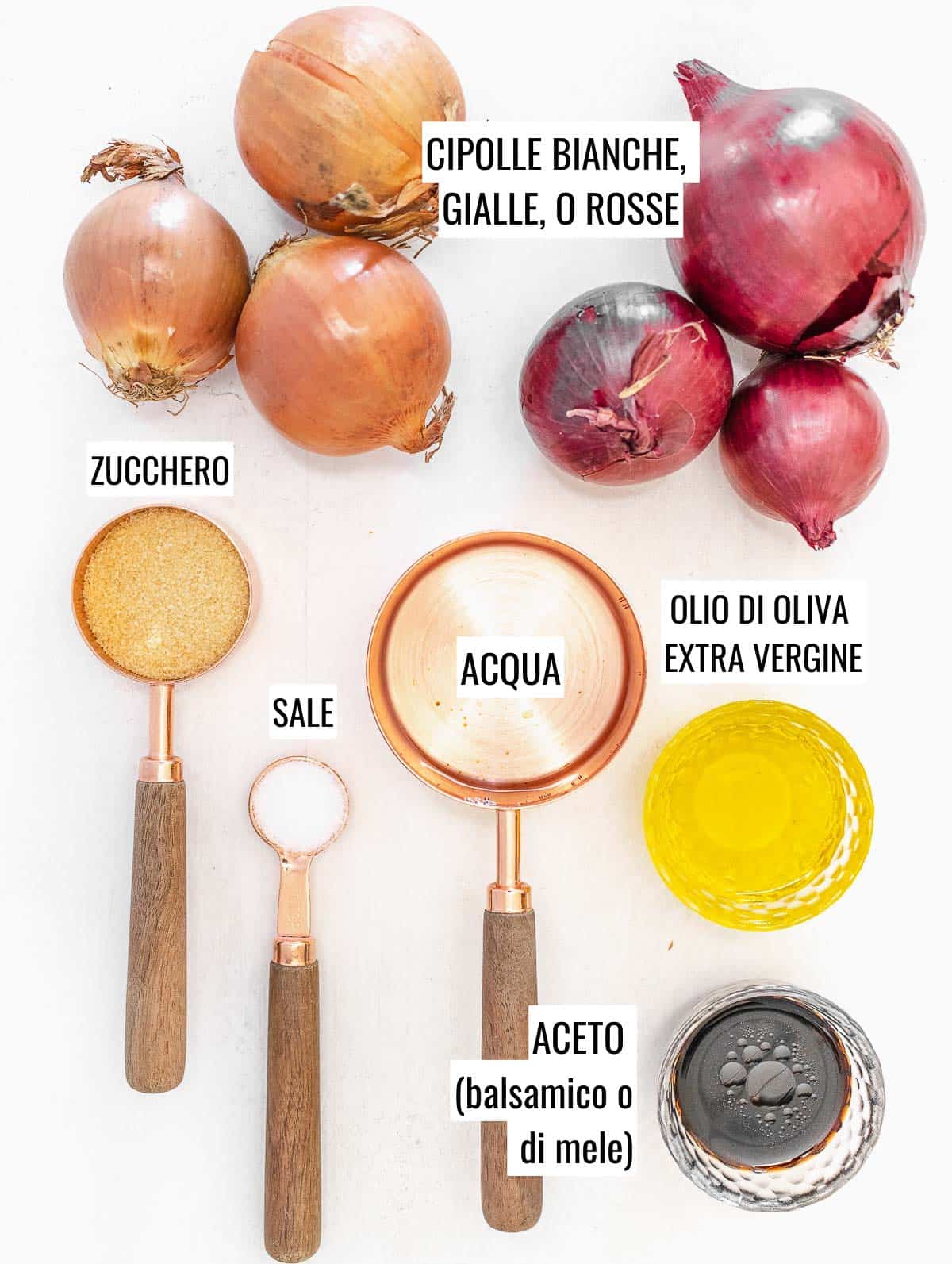 ingredienti per le cipolle caramellate