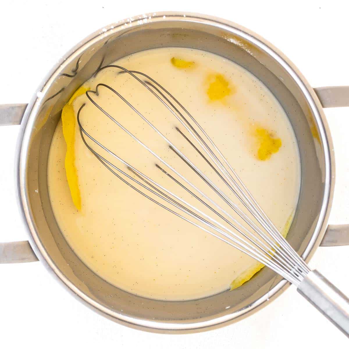 ingredients for the custard in a pot