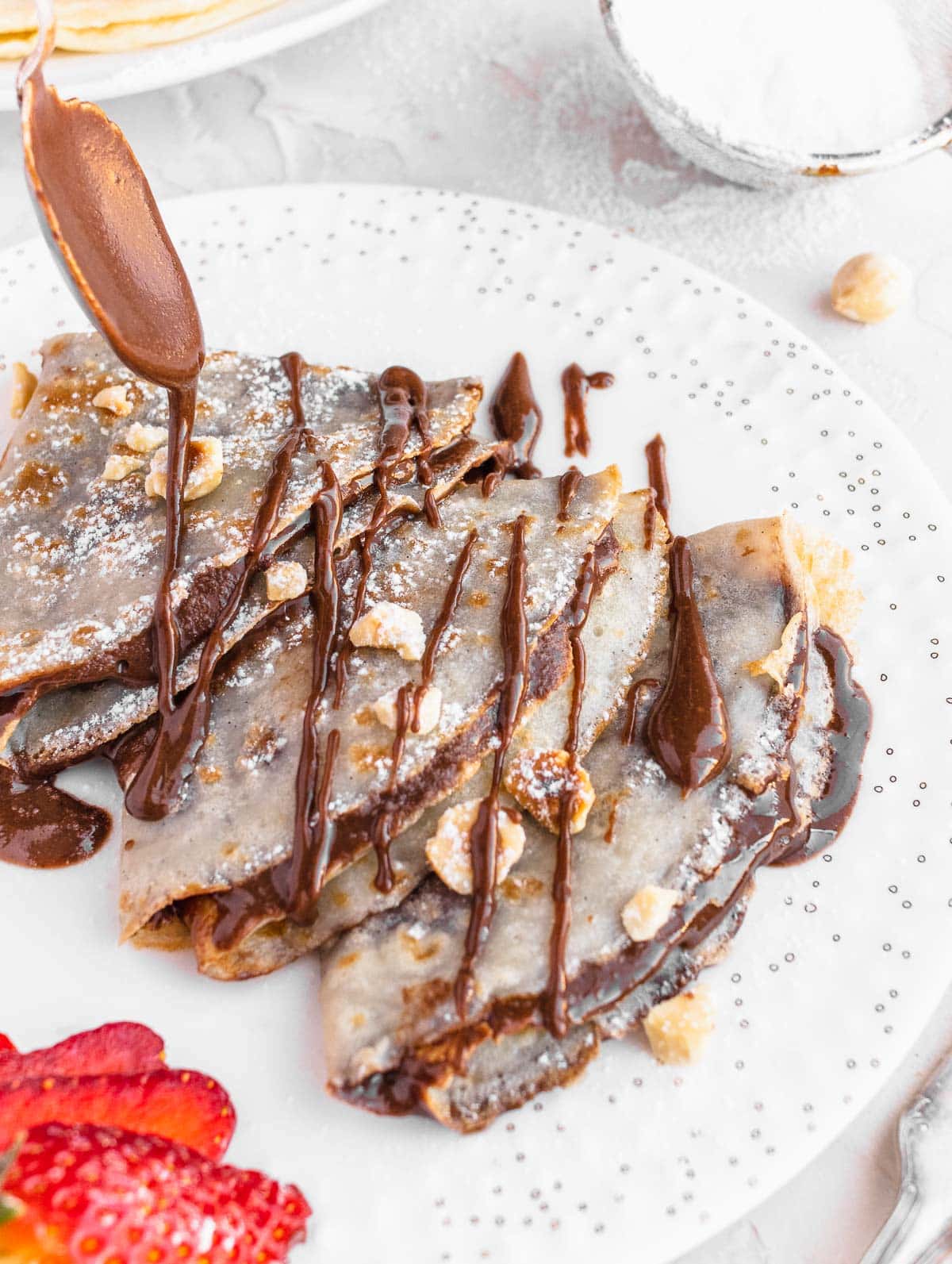 vegan crepes with homemade nutella