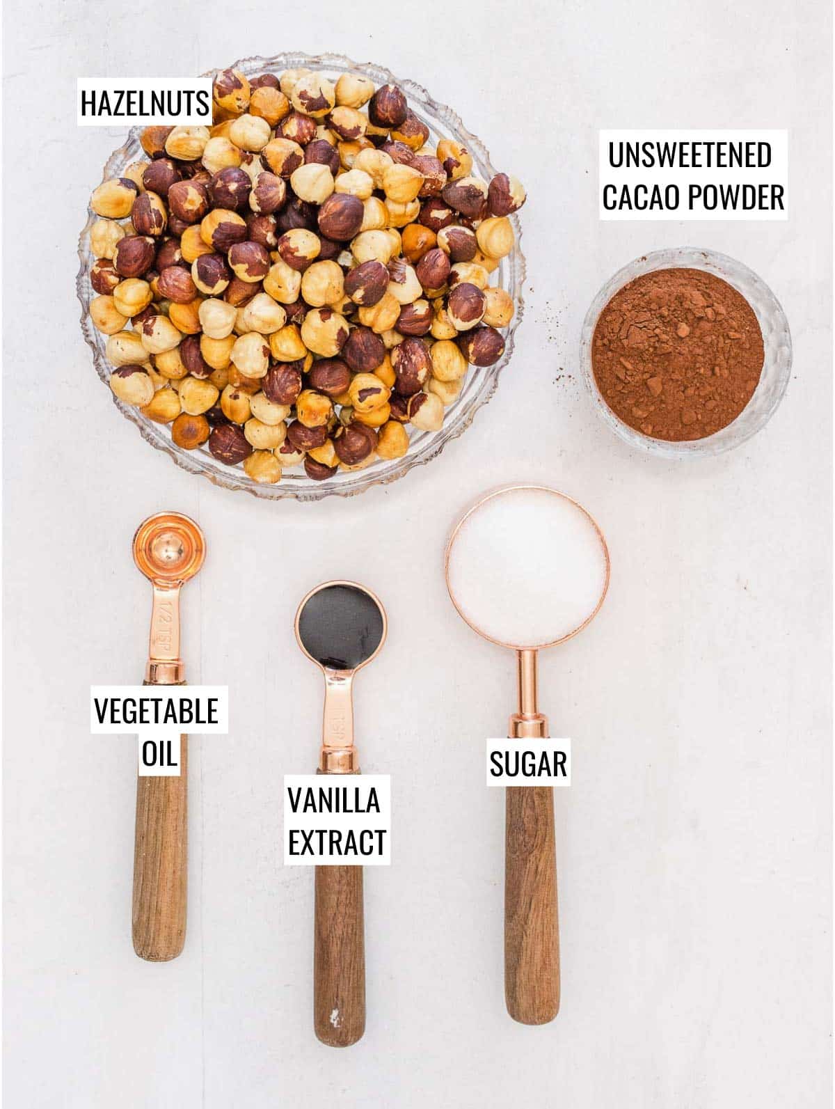 ingredients for hazelnut spread