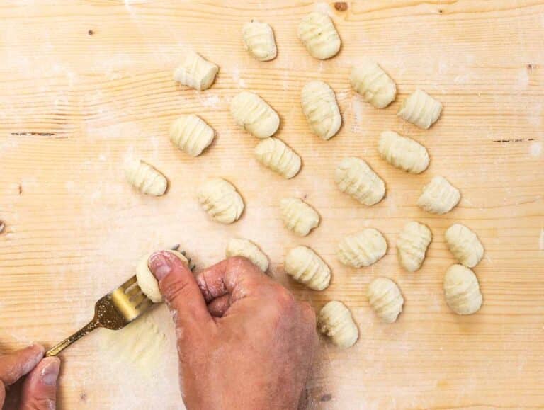 gnocchi shaped with the tines of a fork