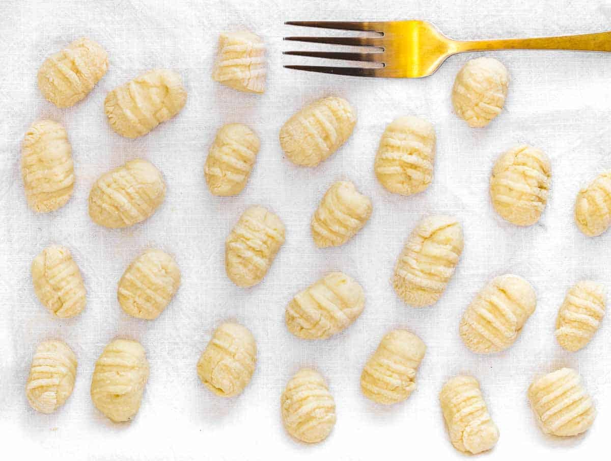 homemade gnocchi made with a fork