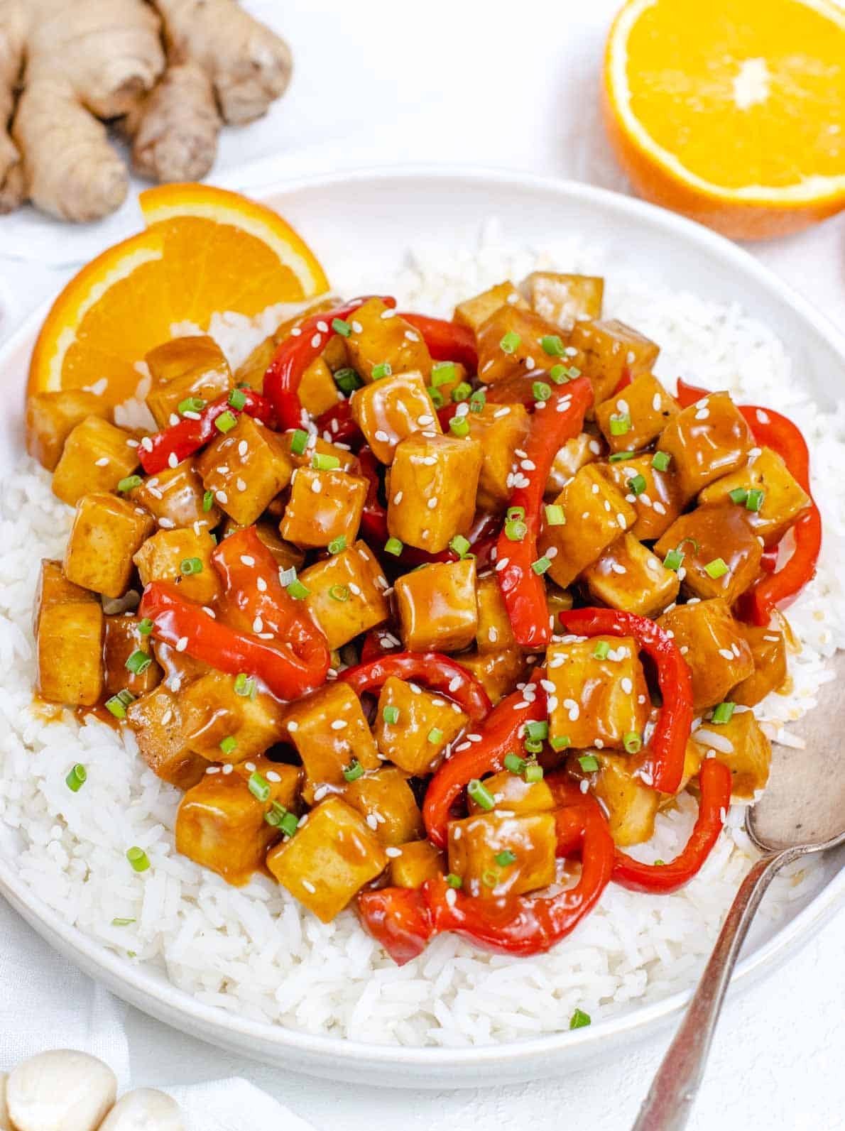 Orange Tofu with Bell Pepper