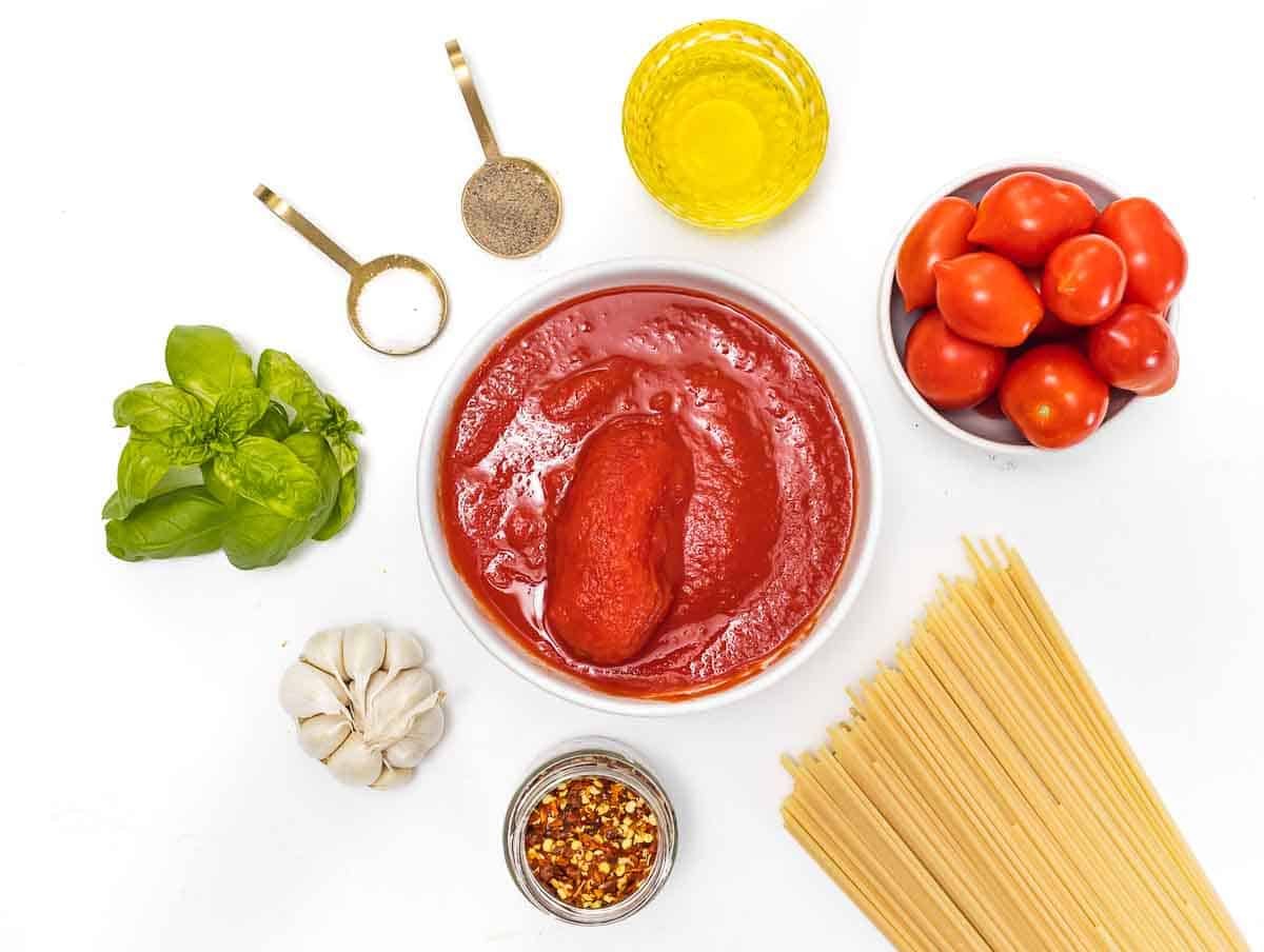 ingredients for spaghetti pomodoro