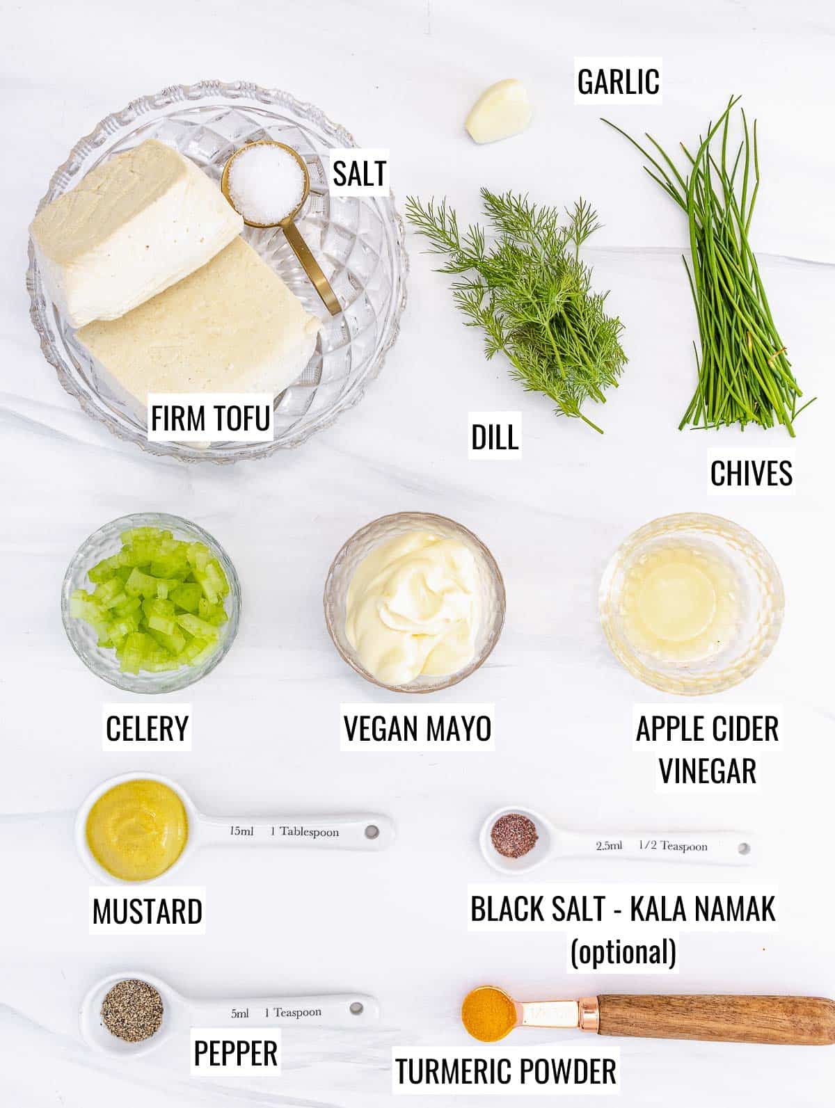 ingredients for tofu egg salad