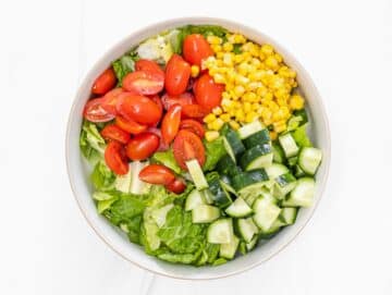 vegetables for vegan tofu salad in a bowl