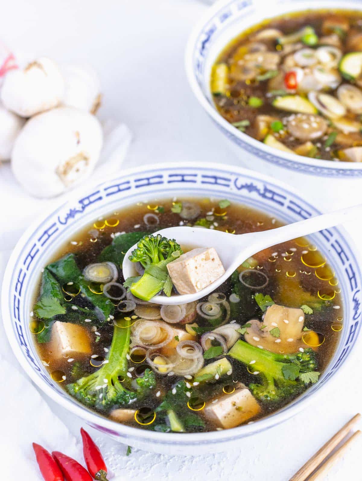 winter vegan soup with tofu