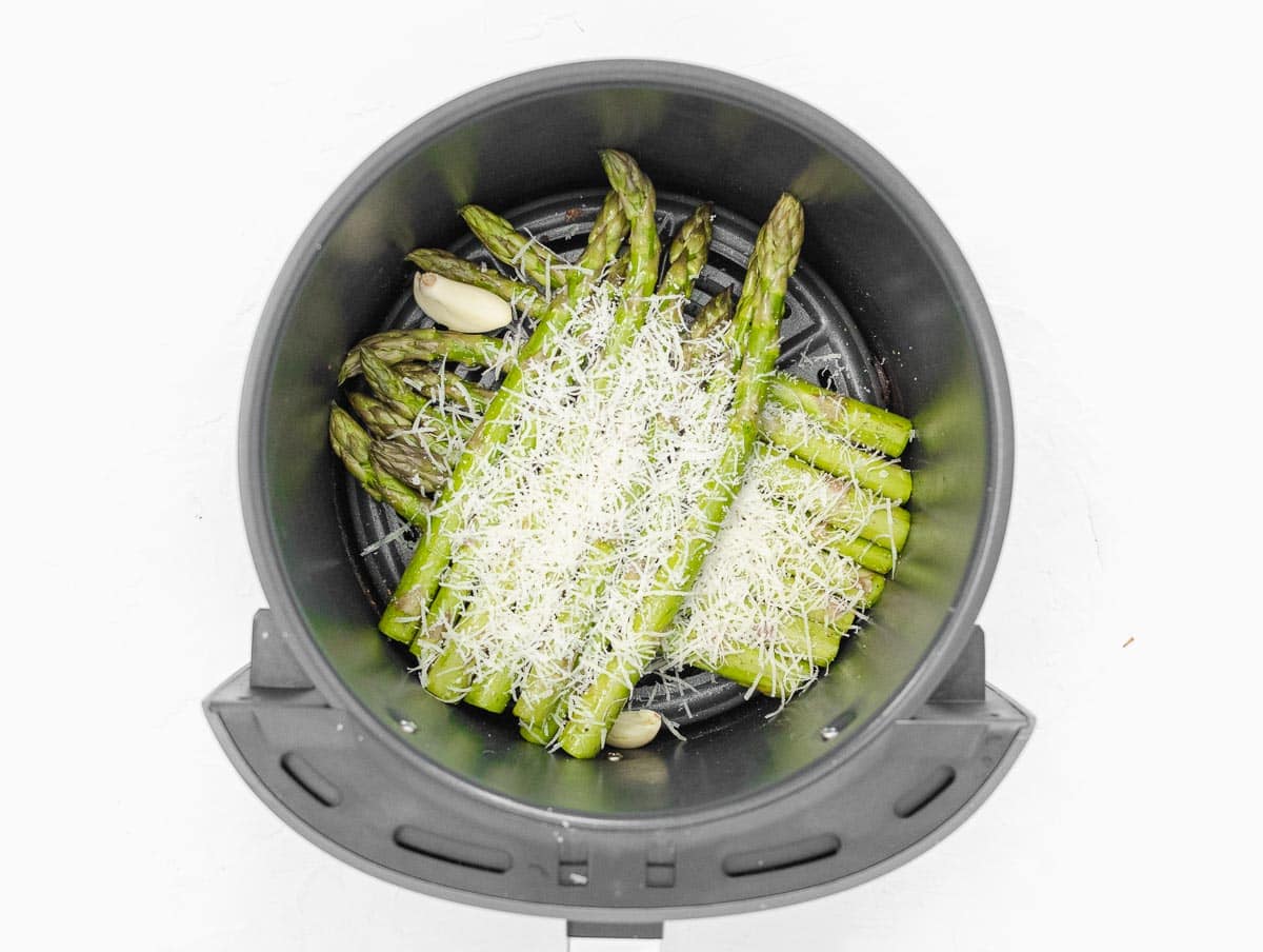 air fried asparagus with grated parmesan