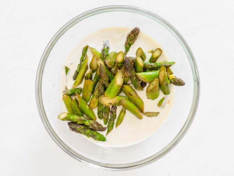 asparagus added to chickpea batter