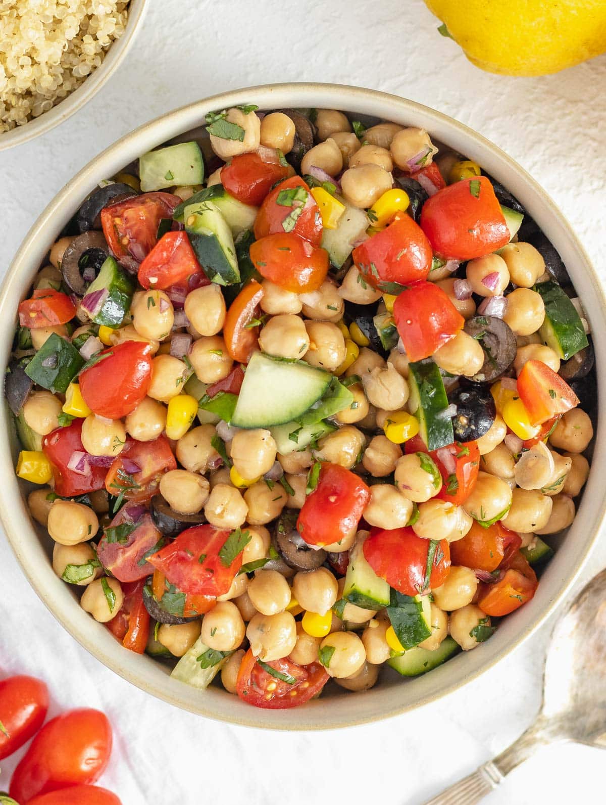 vegan chickpea salad in a bowl