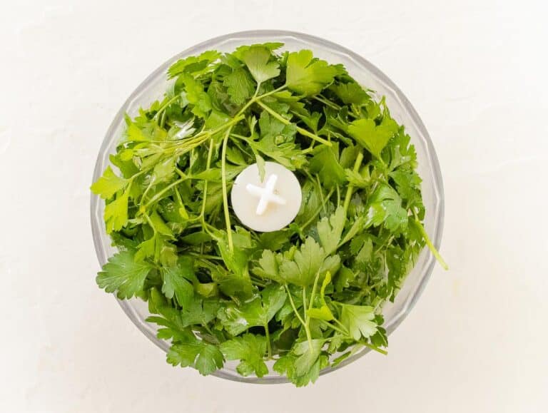 flat-leaf parsley in food processor