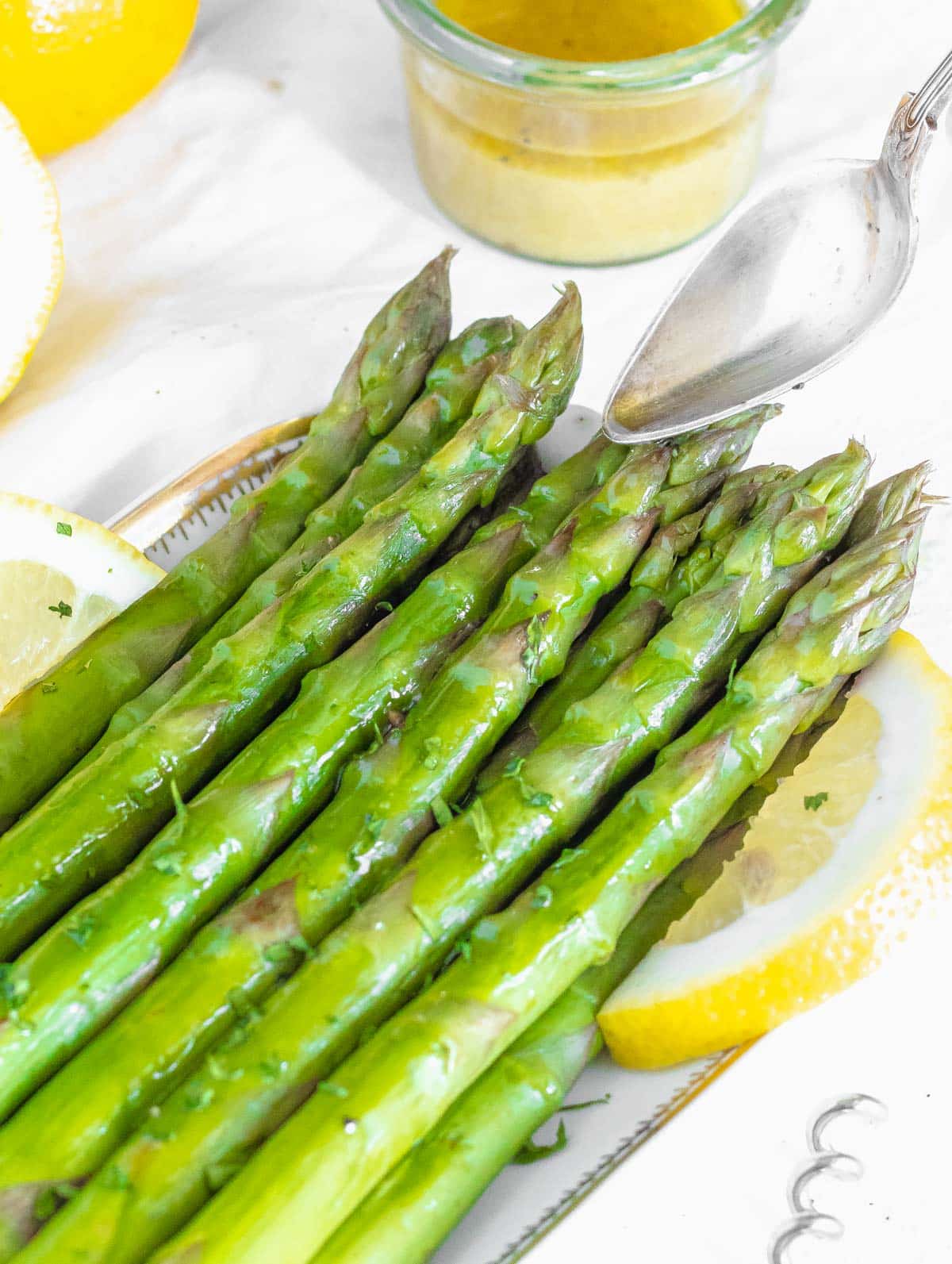 steamed asparagus with mustard vinaigrette