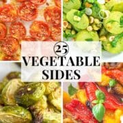 best vegetable side dishes such as brussel sprouts, confit tomatoes