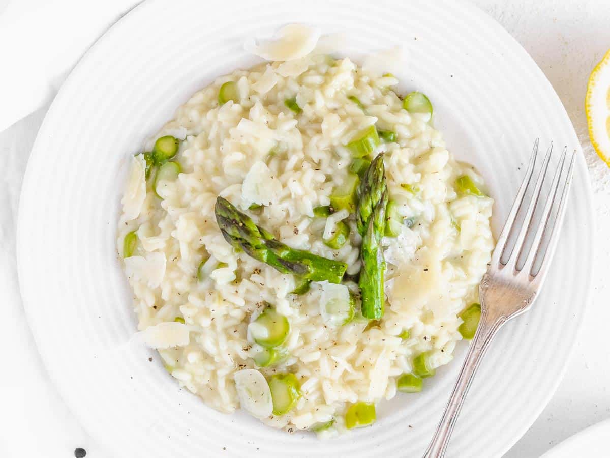 asparagus risotto just cooked