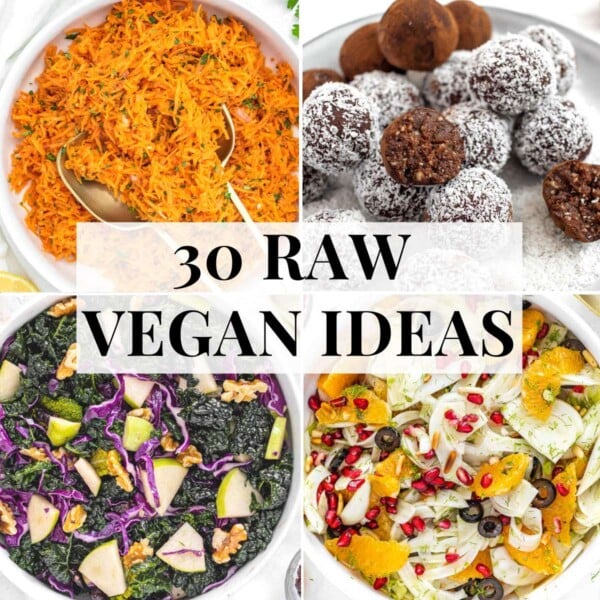raw vegan recipes including bliss balls and salads