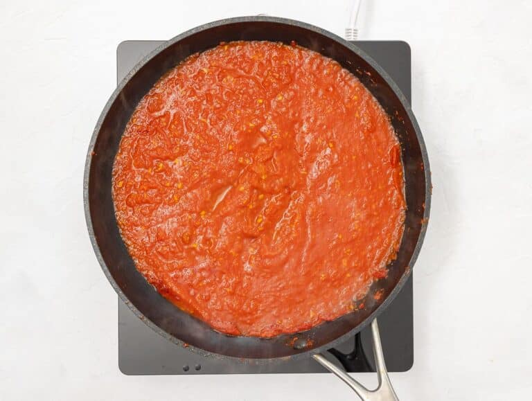 arrabbiata sauce in the pan