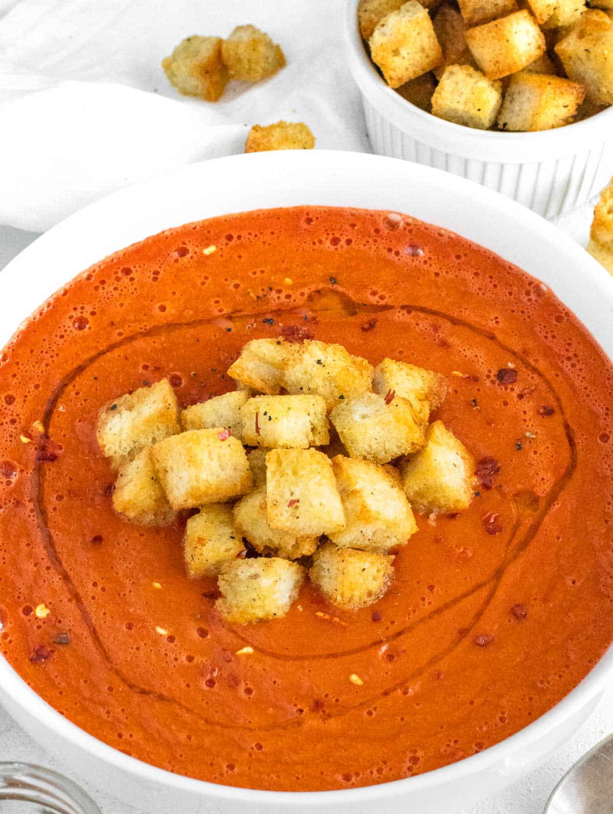air fryer croutons on tomato soup