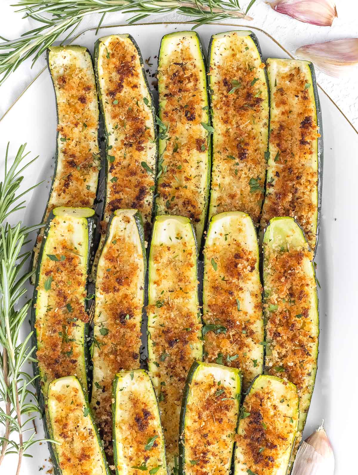 roasted zucchini on a platter