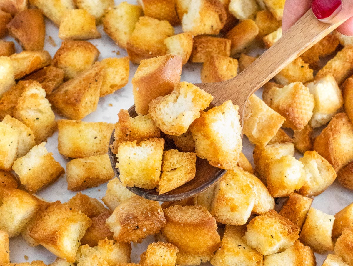 Baked croutons