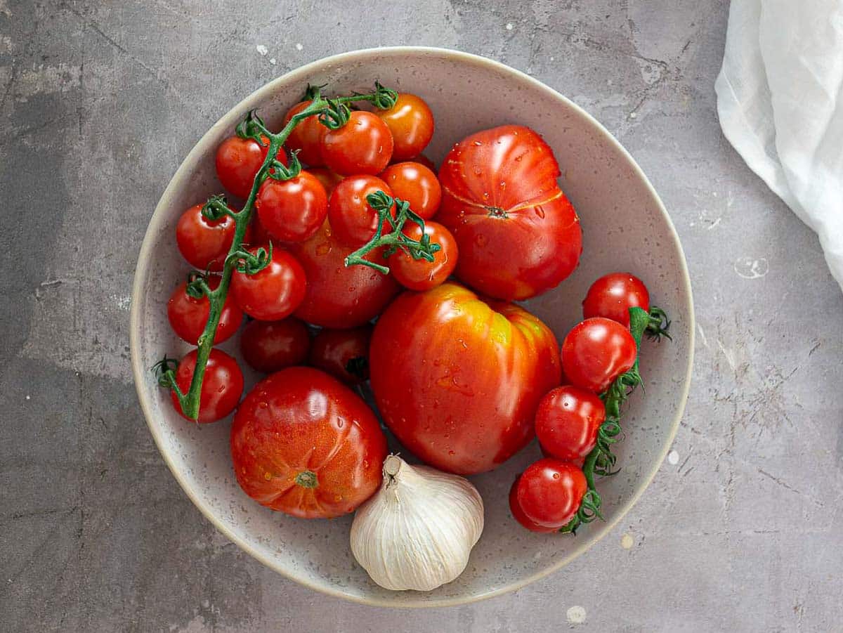 tomatoes in a white bowl