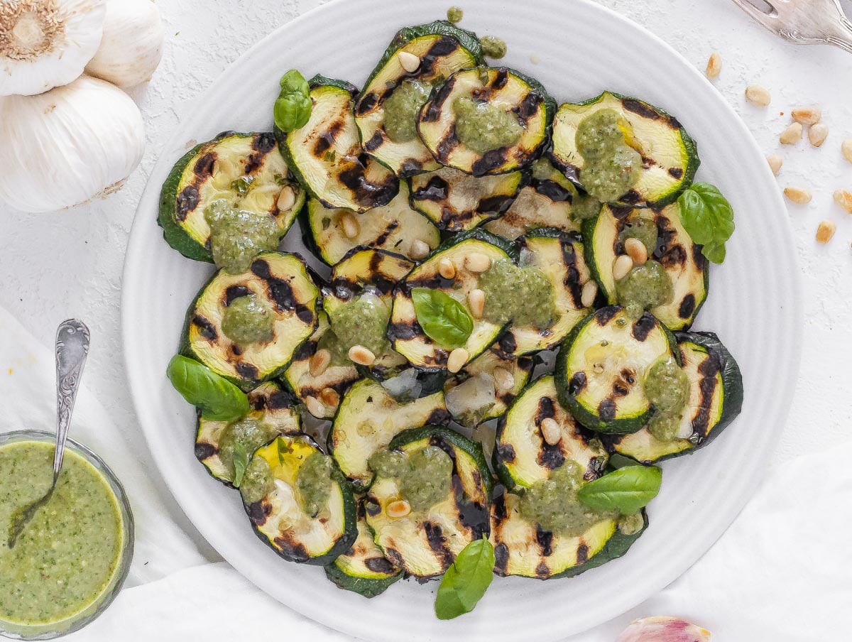 grilled zucchini with pesto
