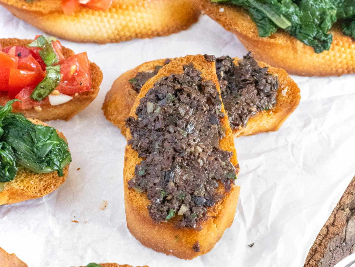 tapenade on crostini