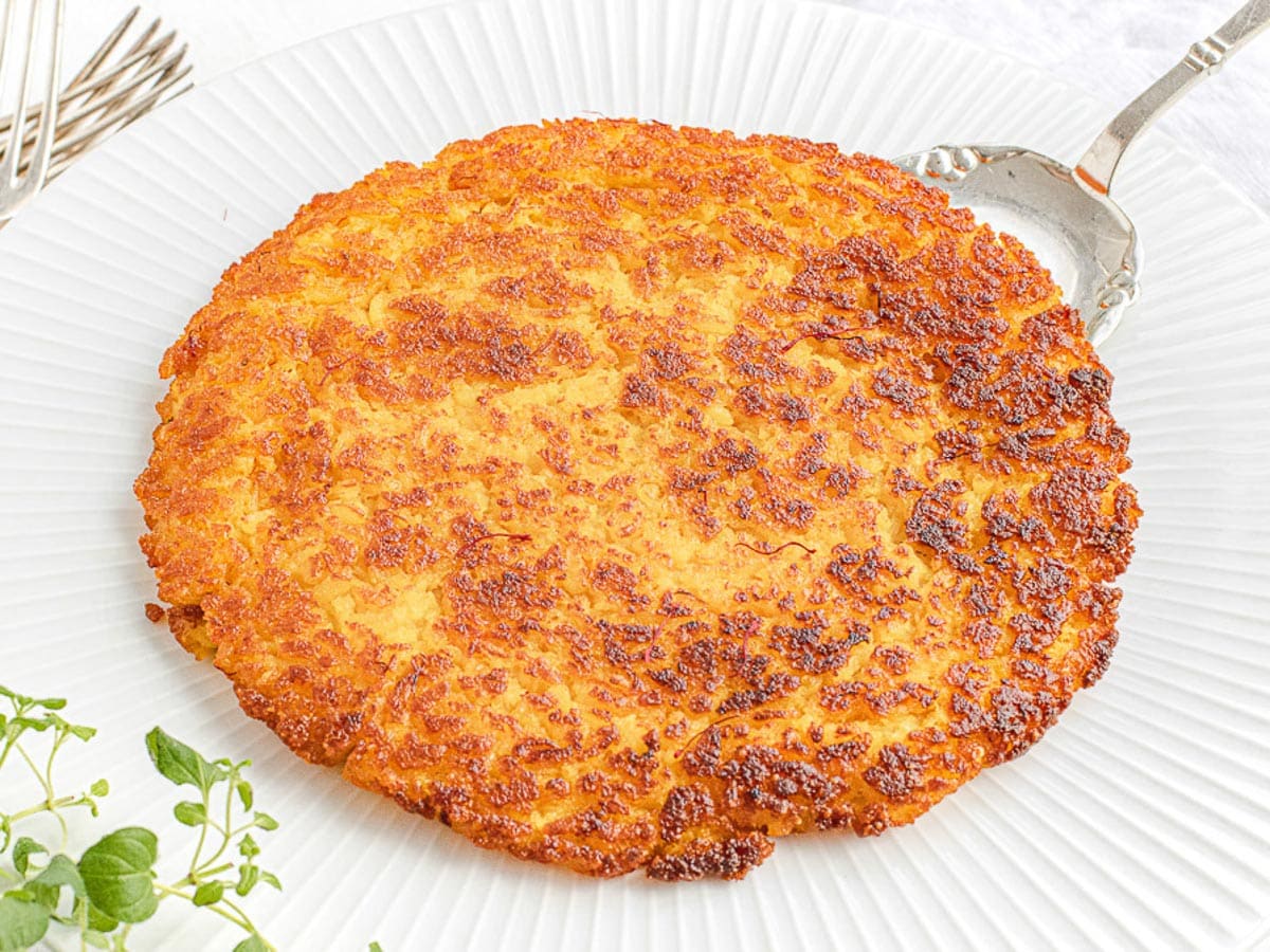 rice pancake on a white plate