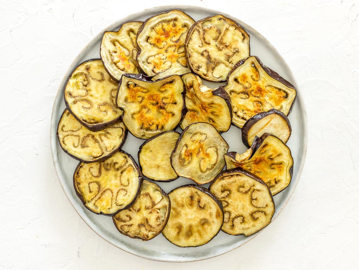 Roasted eggplants on a plate
