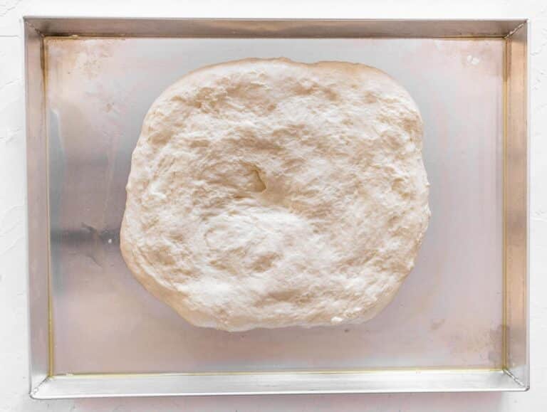 dough in the centre of the tray