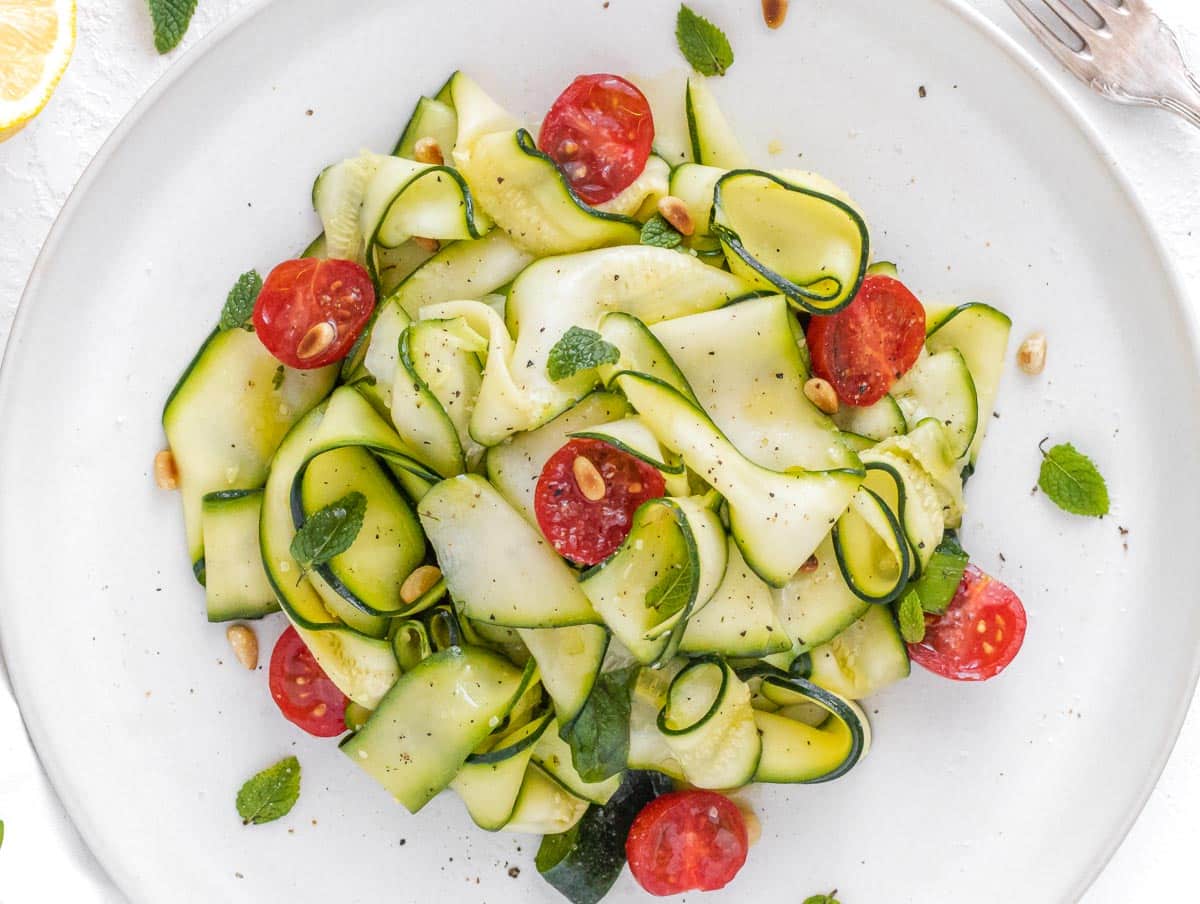 zucchini salad on a serving platter