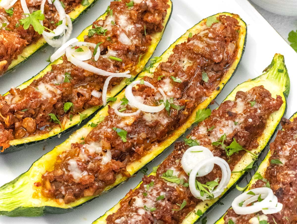 Zucchini boats with parmesan