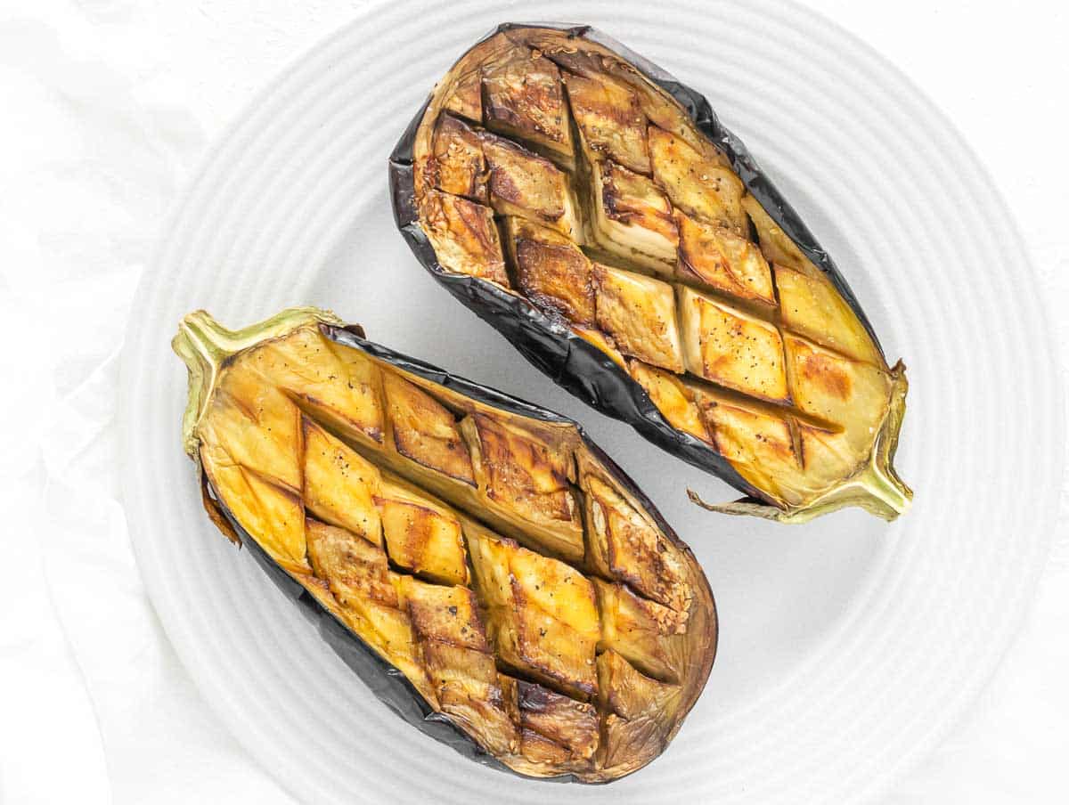air fried eggplant boats