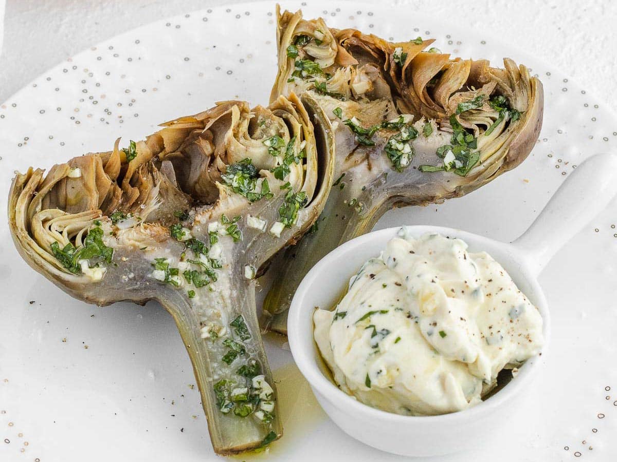 steamed artichokes with salsa verde