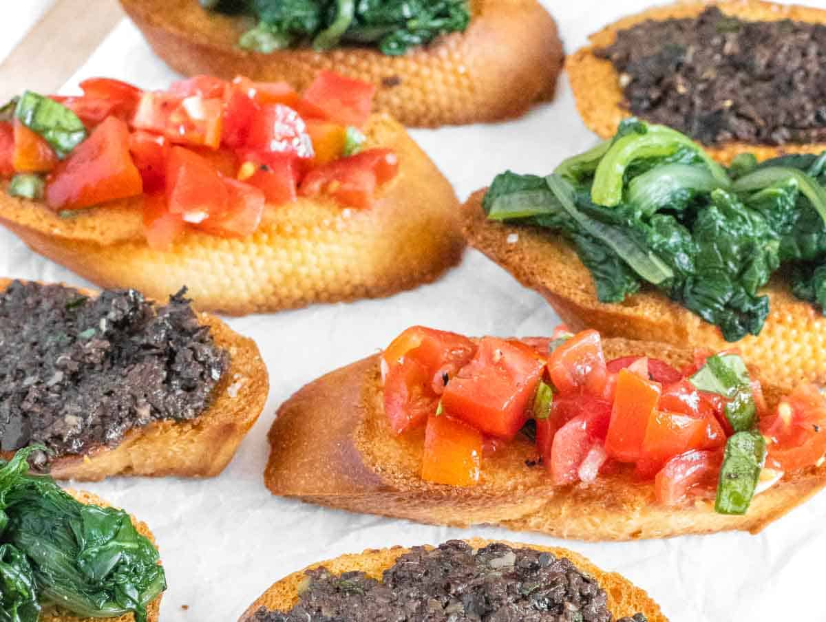 crostini with tomatoes and chard