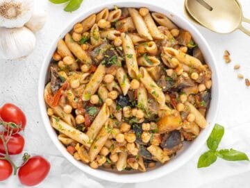 chickpea pasta in a large bowl