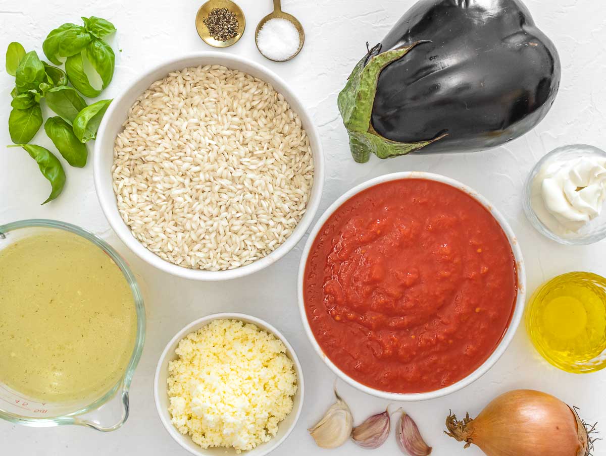 ingredients for eggplant risotto