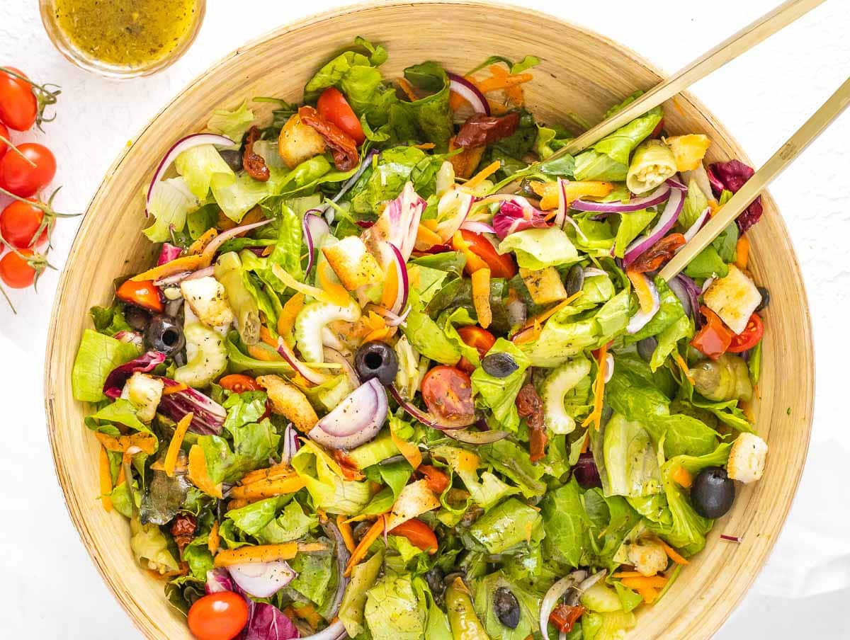 Big Italian salad with Italian dressing