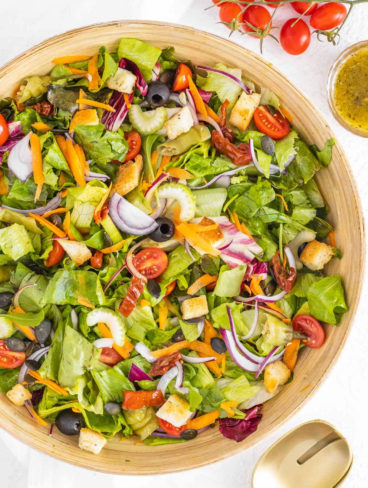 Italian salad with homemade Italian dressing