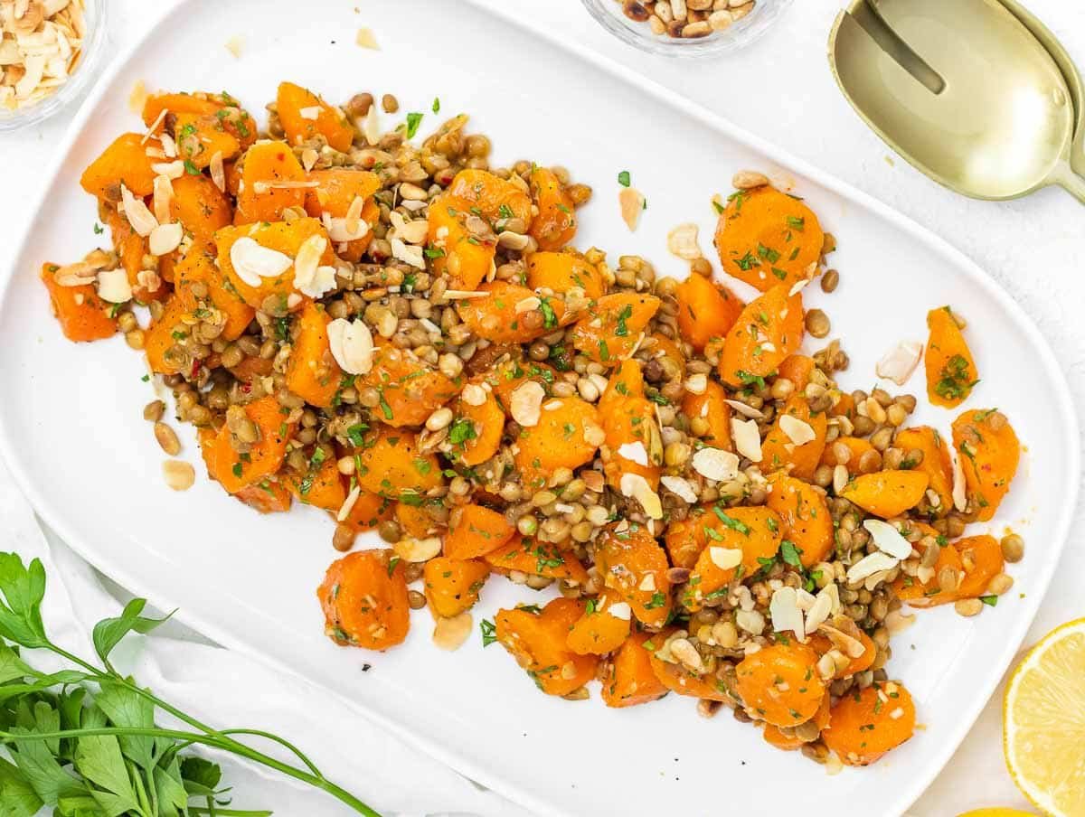 moroccan carrot salad with lentils