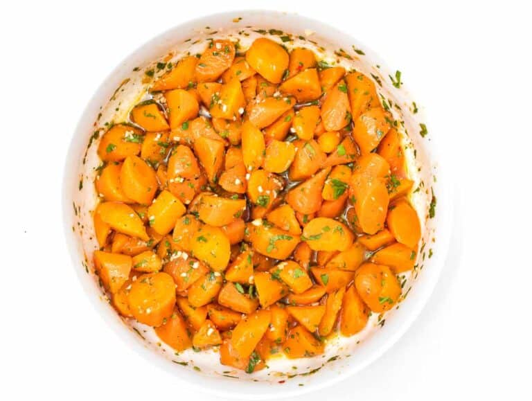 carrots tossed in dressing