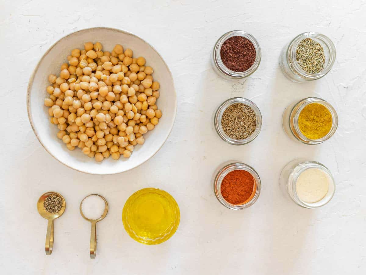 ingredients for oven-roasted chickpeas