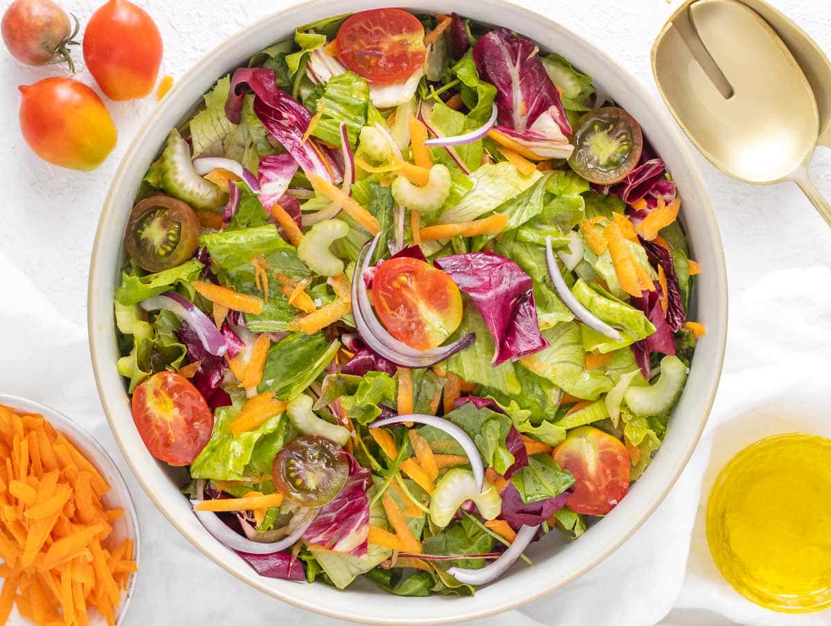 simple side salad in a bowl